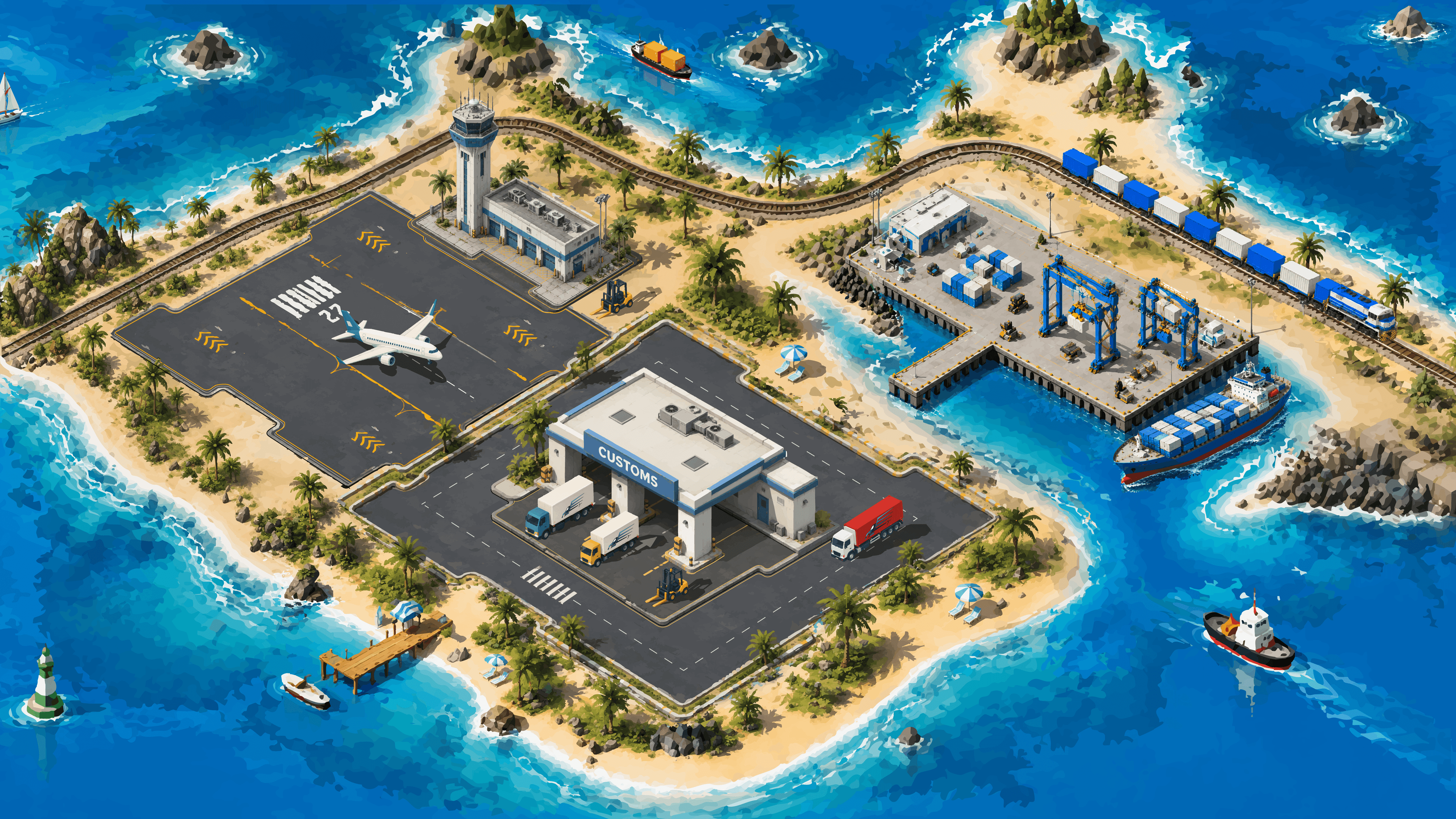 Global Freight Solutions Isometric Illustration